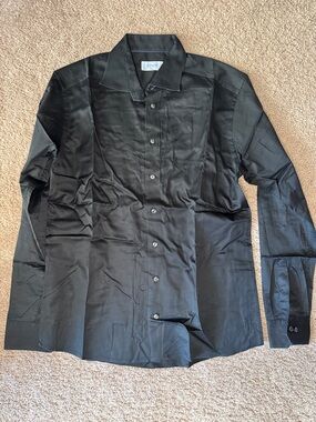 Eton Black Satin-Look Button-Up Shirt
